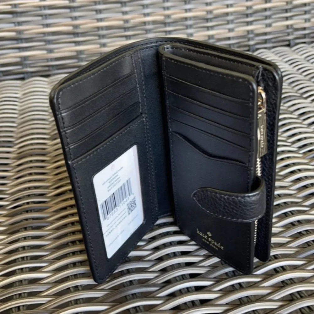 Kate Spade Leila Medium Compact Bifold Wallet Black - Picture 7 of 16